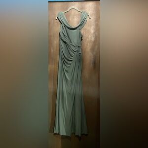 Azazie Sage Green Draped Gown